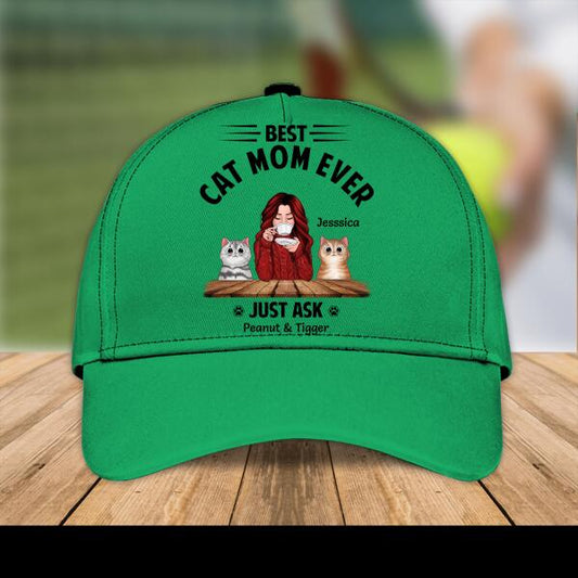 Best Cat Mom Ever  Personalized T-shirt Family Custom 3D Cap, Gift For Mom