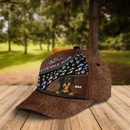 Never Walk Alone Personalized  3D Cap For Dog Lover