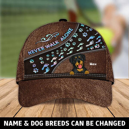 Never Walk Alone Personalized  3D Cap For Dog Lover