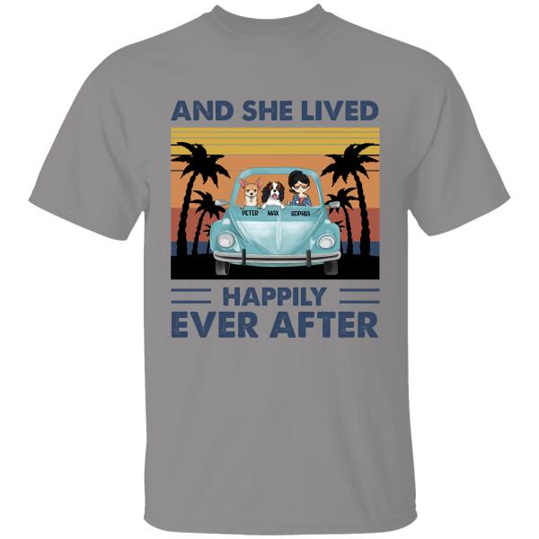 And She Live happily Ever After Personalized T-shirt Amazing Gift For Dog Lover Friends GirlFriend
