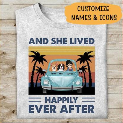 And She Live happily Ever After Personalized T-shirt Amazing Gift For Dog Lover Friends GirlFriend