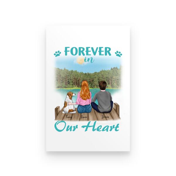 Forever In Our Heart Personalized T-Shirt, Mug, Poster, Canvas Throw Pillow, Special Gifts For Family And Dog Lovers
