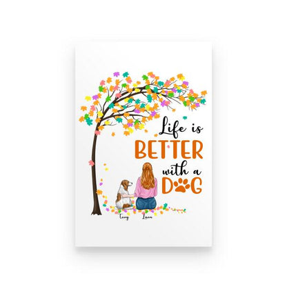 Life Is Better With A Dog Personalized T-Shirt, Mug, Canvas Throw Pillow, Canvas, Best Gifts For Mom And Dog Lovers