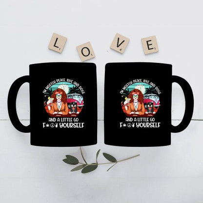 Hippie Girl with Dog Personalized T-Shirt, Mug, Special Gifts For Dog and Hippie Lovers