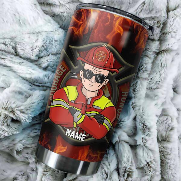 I'm A Grumpy Old Firefighter My Level Of Sarcasm Personalized Tumbler, Best Gift For Firefighter