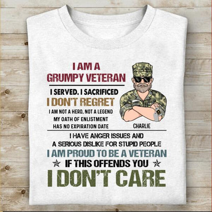 I'm A Grumpy Veteran Personalized T-shirt For Dad Papa Grandpa