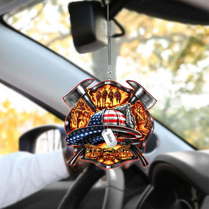 Firefighter Car Hanging Ornament On The Car Special Gift For Friends Dad Papa Grandpa