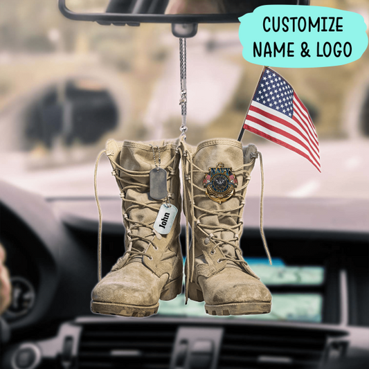 US Veteran Shoes Car Hanging Ornament On The Car Special Gift For Friends Dad Papa Grandpa