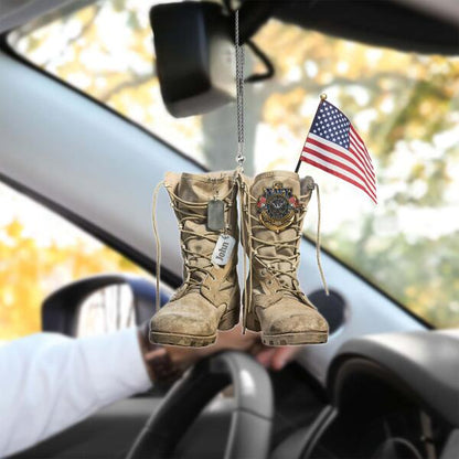 US Veteran Shoes Car Hanging Ornament On The Car Special Gift For Friends Dad Papa Grandpa