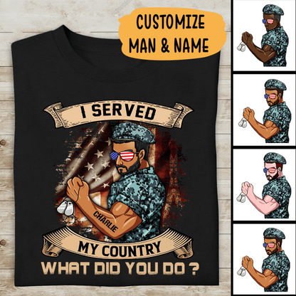 I Served My Country What Did You Do Personalized T-shirt, Best Gift For Dad, Papa, Grandpa Veterans