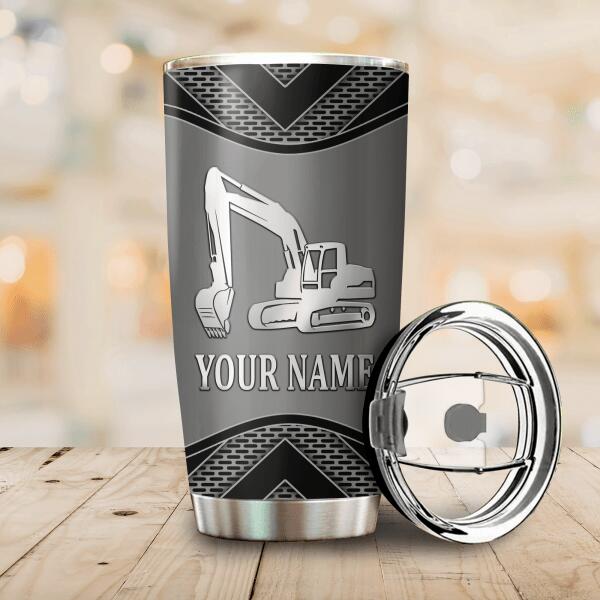 Personalized Construction Excavator Steel Tumbler All Over Printed Special Gift