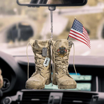 US Veteran Shoes Car Hanging Ornament On The Car Special Gift For Friends Dad Papa Grandpa