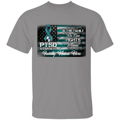 In This Family No One Fights Alone Personalized T-shirt For Dad Papa Grandpa