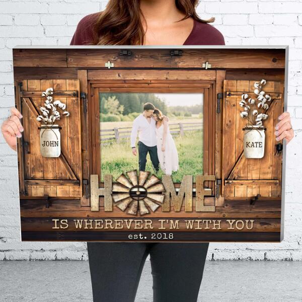 Custom Canvas Prints Wedding Anniversary Gifts Personalized Photo Gifts Home Is Wherever I’m With You