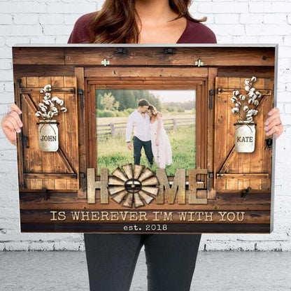Custom Canvas Prints Wedding Anniversary Gifts Personalized Photo Gifts Home Is Wherever I’m With You