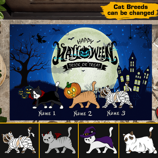 Happy Halloween Trick Or Treat Personalized Welcome Doormat, Best Gifts For Halloween Home Decoration