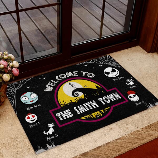 Welcome To Halloween Town Personalized Welcome Doormat, Best Gift For Halloween Home Decoration