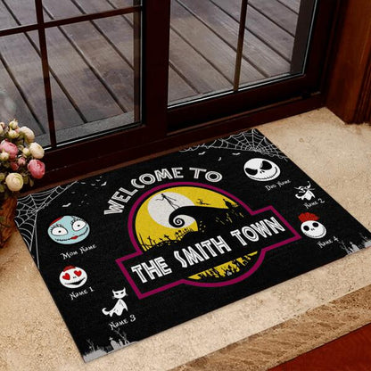 Welcome To Halloween Town Personalized Welcome Doormat, Best Gift For Halloween Home Decoration