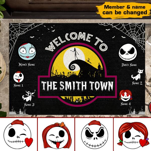 Welcome To Halloween Town Personalized Welcome Doormat, Best Gift For Halloween Home Decoration