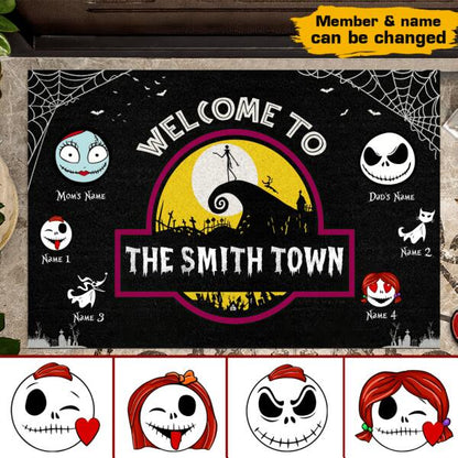 Welcome To Halloween Town Personalized Welcome Doormat, Best Gift For Halloween Home Decoration