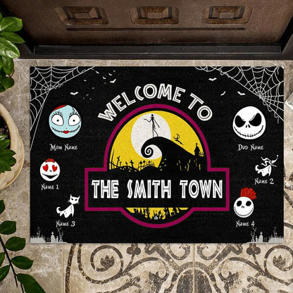 Welcome To Halloween Town Personalized Welcome Doormat, Best Gift For Halloween Home Decoration