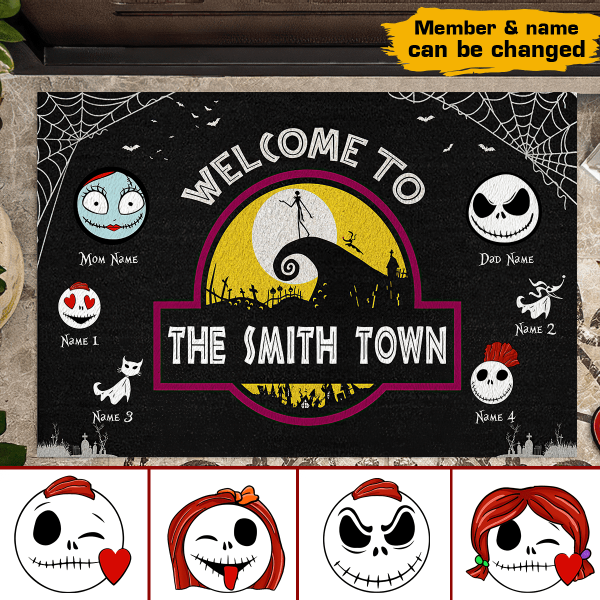 Welcome To Halloween Town Personalized Welcome Doormat, Best Gift For Halloween Home Decoration