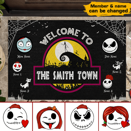 Welcome To Halloween Town Personalized Welcome Doormat, Best Gift For Halloween Home Decoration