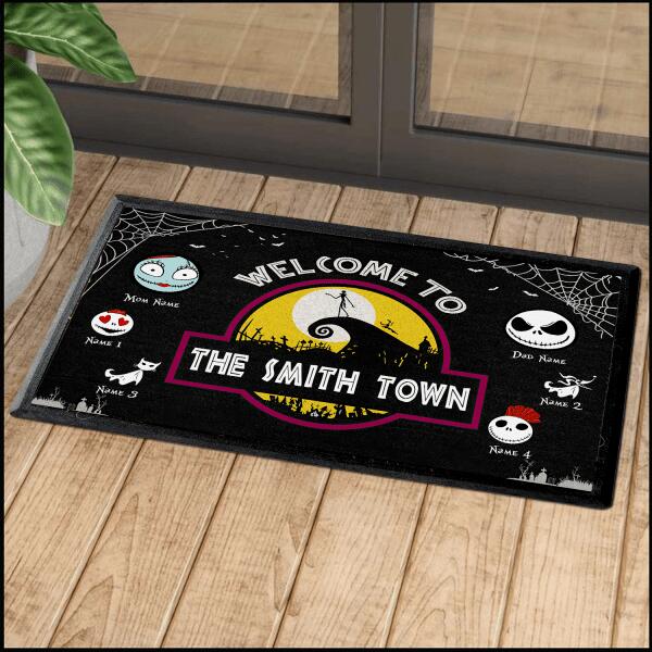 Welcome To Halloween Town Personalized Welcome Doormat, Best Gift For Halloween Home Decoration