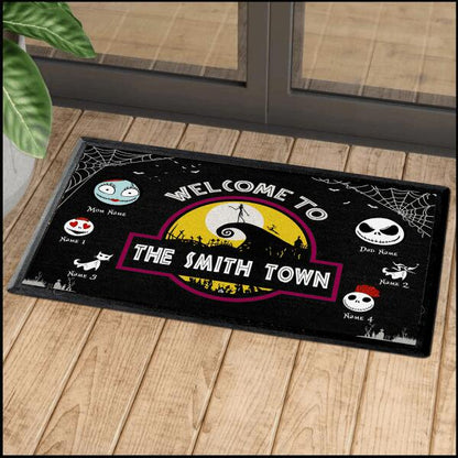 Welcome To Halloween Town Personalized Welcome Doormat, Best Gift For Halloween Home Decoration