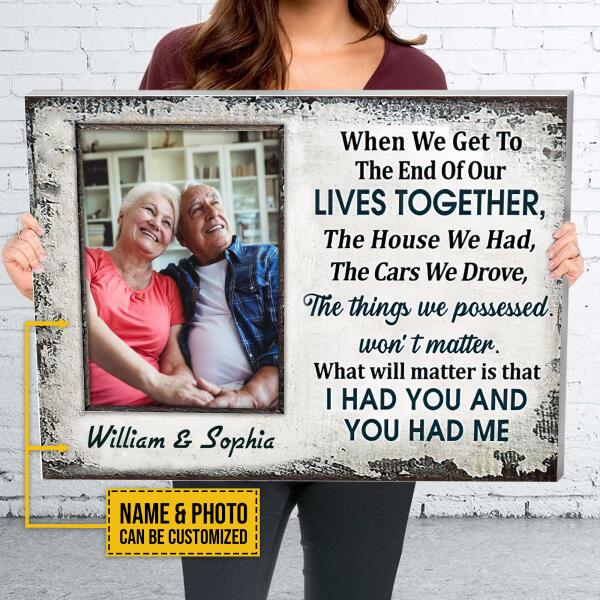 Custom Photo Old Couple Husband Wife When We Get To The End Of Our Lives Together Photo Gift Custom Canvas, Anniversary, Wall Pictures, Wall Art, Wall Decor