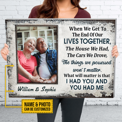 Custom Photo Old Couple Husband Wife When We Get To The End Of Our Lives Together Photo Gift Custom Canvas, Anniversary, Wall Pictures, Wall Art, Wall Decor