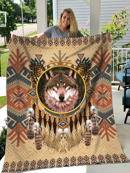 Native Wolf 3D All Over Printed Blanket
