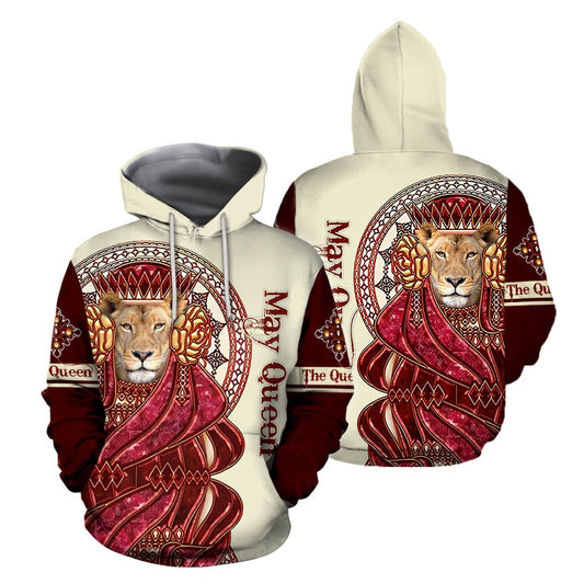May Lion Queen Poker 3D All Over Printed shirt for Women