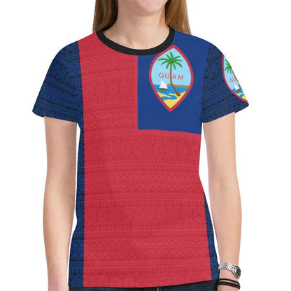 Guam T-Shirt - Polynesian Style - BN09-NEW ALL OVER PRINT T-SHIRTS-HP Arts-Women-XS-Red And Blue-Vibe Cosy™