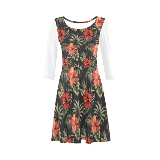 Hibiscus Sundress 02 - AH-SLEEVE SUNDRESSES-e-joyer-XS-White-Sundress-Vibe Cosy™
