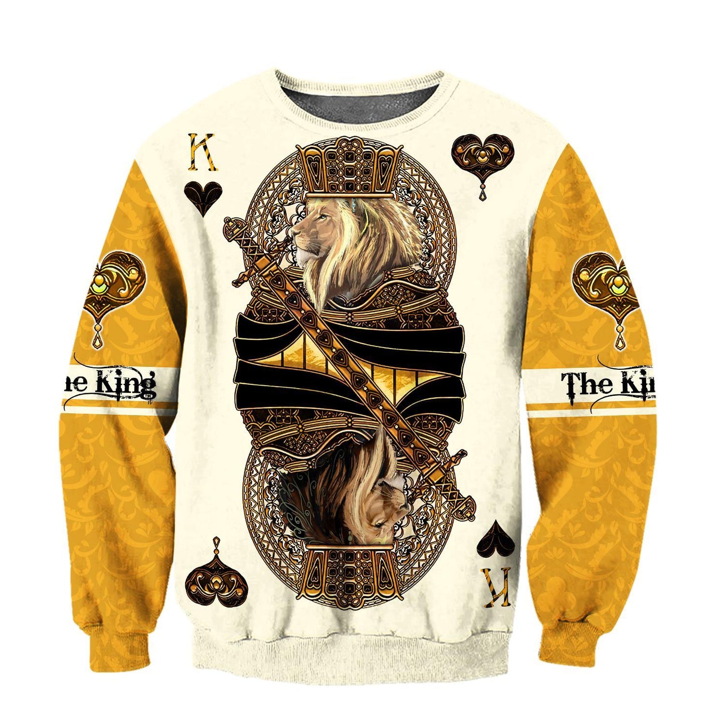Yellow Alpha King Heart Lion 3D All Over Printed Combo Sweater + Sweatpant