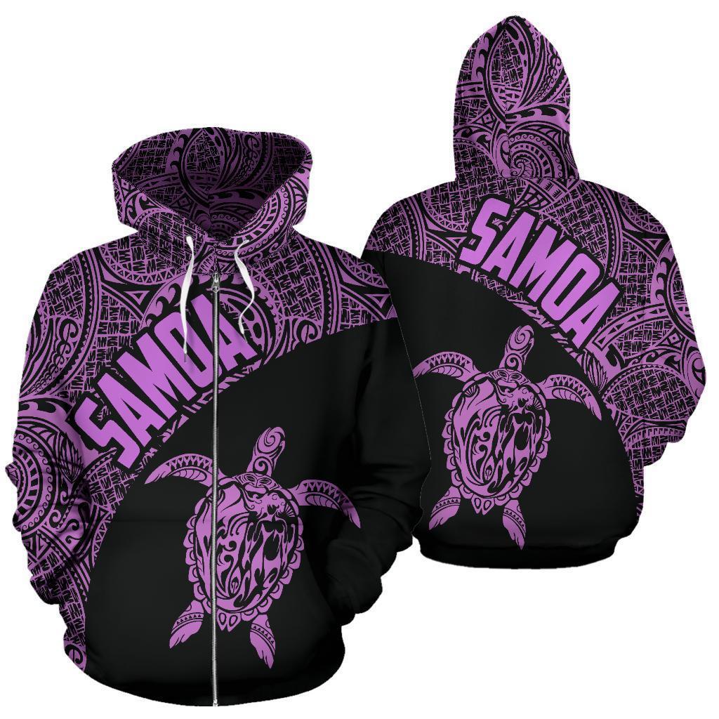 Samoa Hoodie Turtle Mermaid Polynesian Purple Th9-ALL OVER PRINT HOODIES (P)-Phaethon-Zip-up Hoodie-5XL-Vibe Cosy™