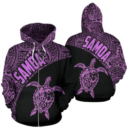 Samoa Hoodie Turtle Mermaid Polynesian Purple Th9-ALL OVER PRINT HOODIES (P)-Phaethon-Zip-up Hoodie-5XL-Vibe Cosy™