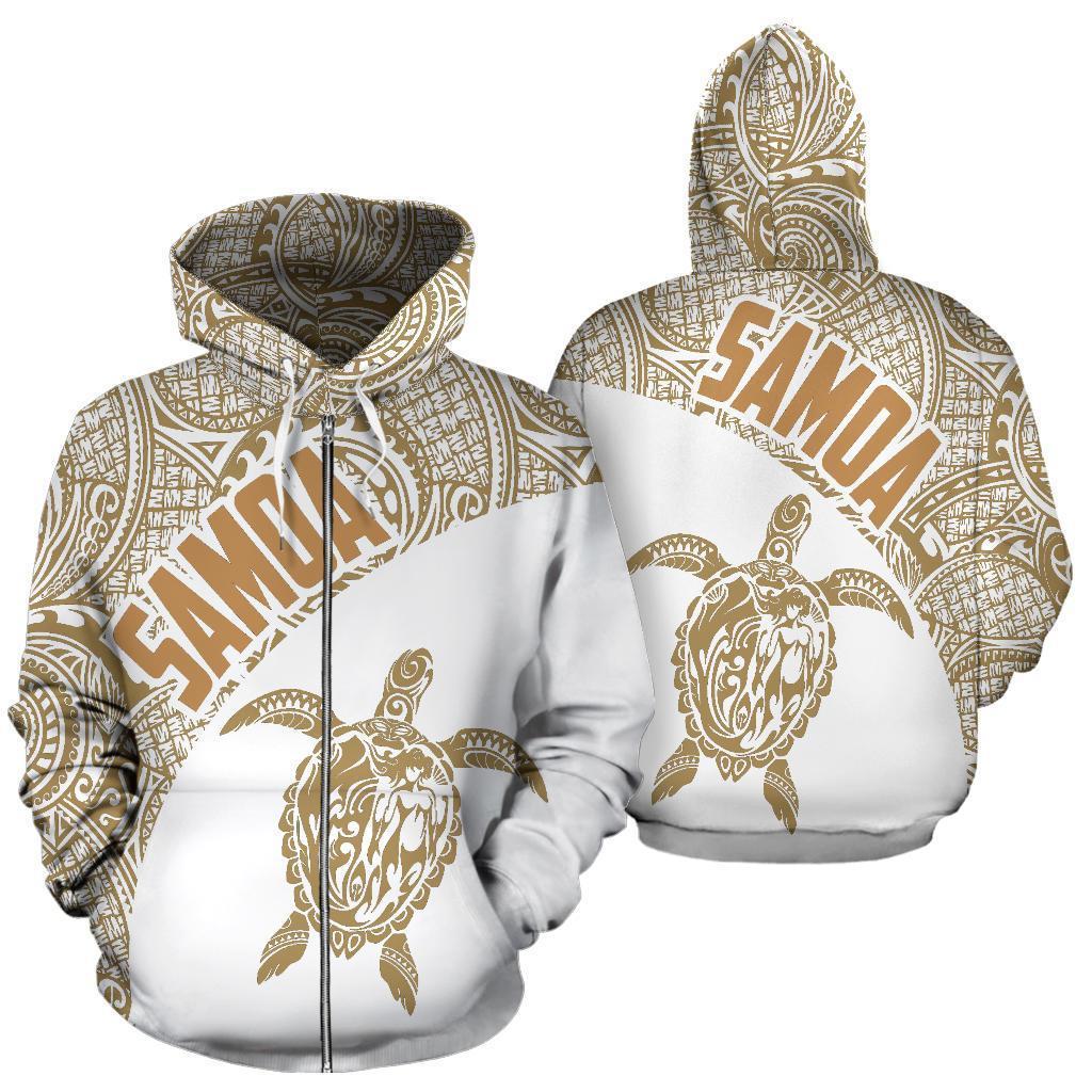 Samoa Hoodie Turtle Mermaid Polynesian White Gold-ALL OVER PRINT HOODIES (P)-Phaethon-Hoodie-S-Vibe Cosy™