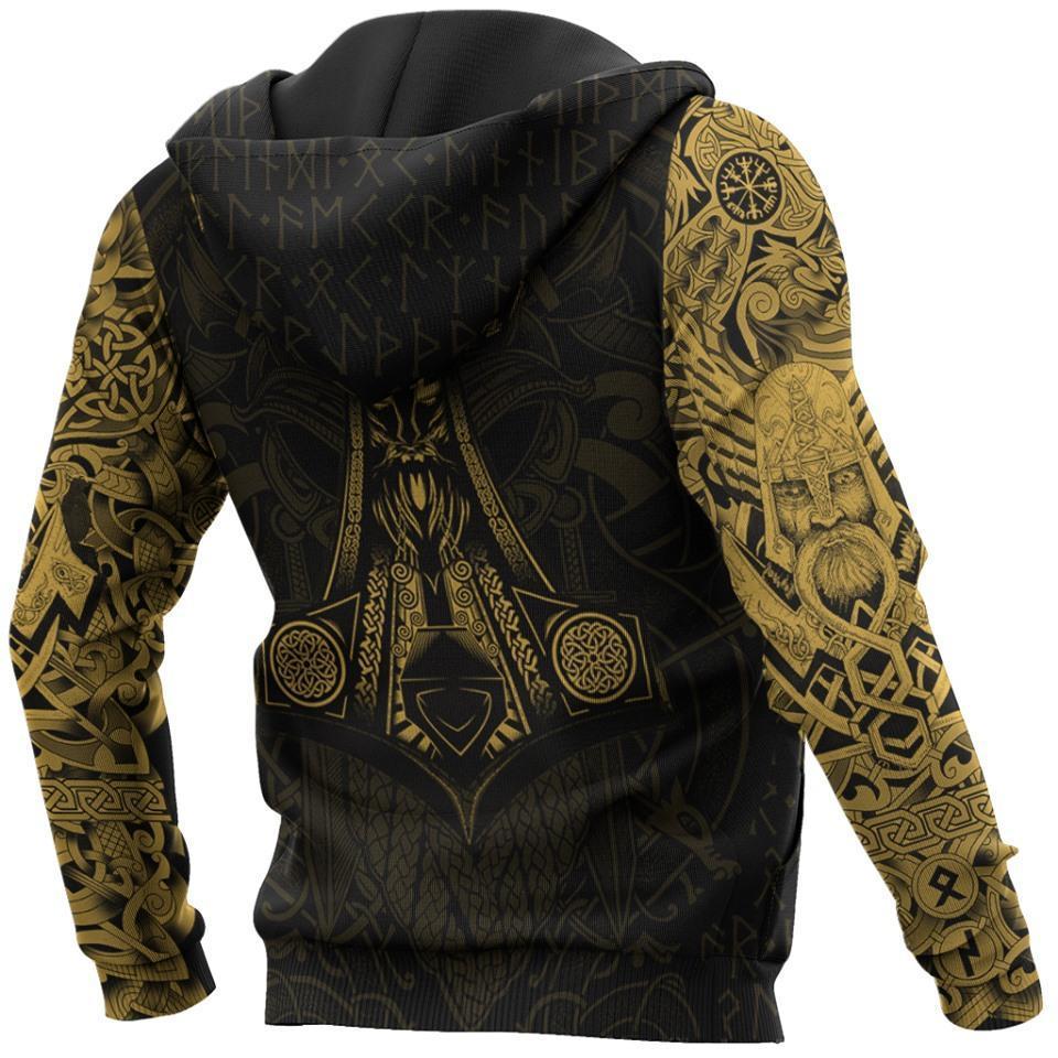 Vikings - The Raven Yellow of Odin Tattoo-Apparel-HP Arts-Hoodie-S-Vibe Cosy™