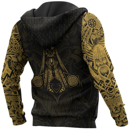 Vikings - The Raven Yellow of Odin Tattoo-Apparel-HP Arts-Hoodie-S-Vibe Cosy™