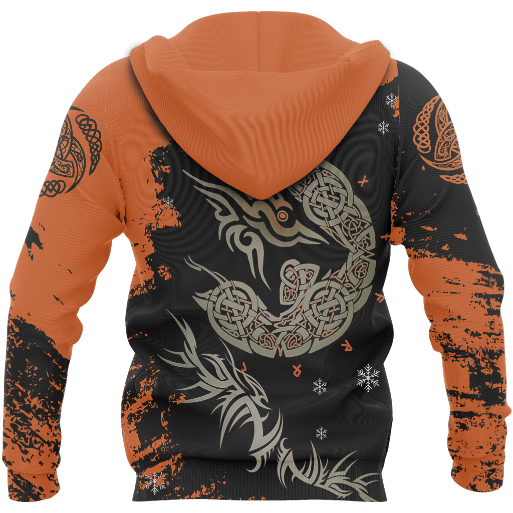 Viking Fenrir Wolf On Fire Pullover-Apparel-HP Arts-Hoodie-S-Vibe Cosy™