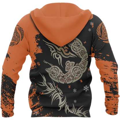 Viking Fenrir Wolf On Fire Pullover-Apparel-HP Arts-Hoodie-S-Vibe Cosy™