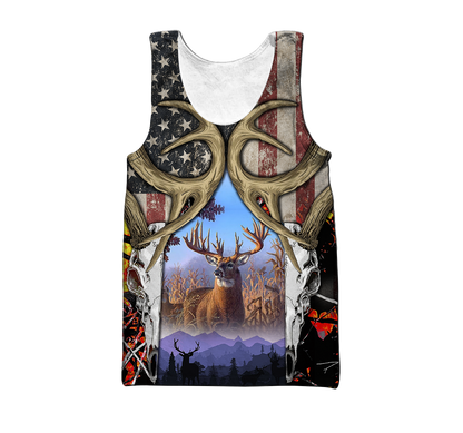 America Flag Hunting Deer Unisex Shirts DA17102001