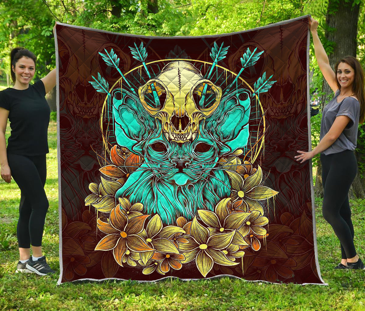 Sphynx Skull Nature Couple Quilt HHT03082003S1
