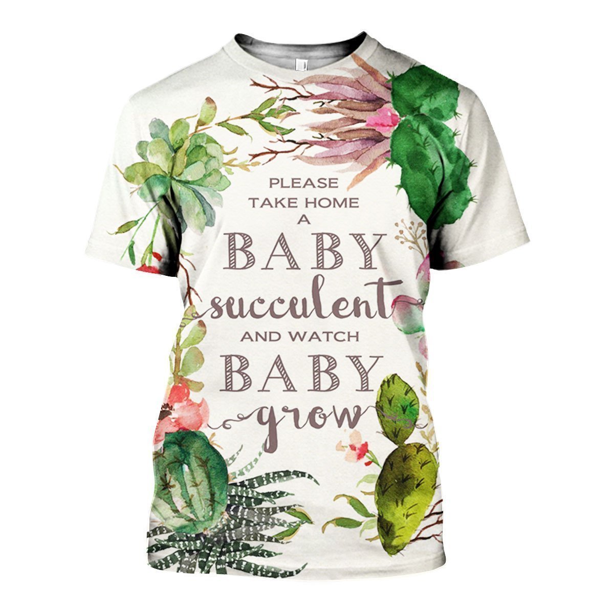 All Over Printed Flower Cactus-Apparel-Phaethon-T-Shirt-S-Vibe Cosy™