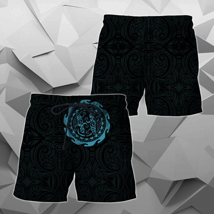 Maori Tangaroa Tattoo New Zealand All Over Hoodie - Blue HC-Apparel-Huyencass-Shorts-S-Vibe Cosy™