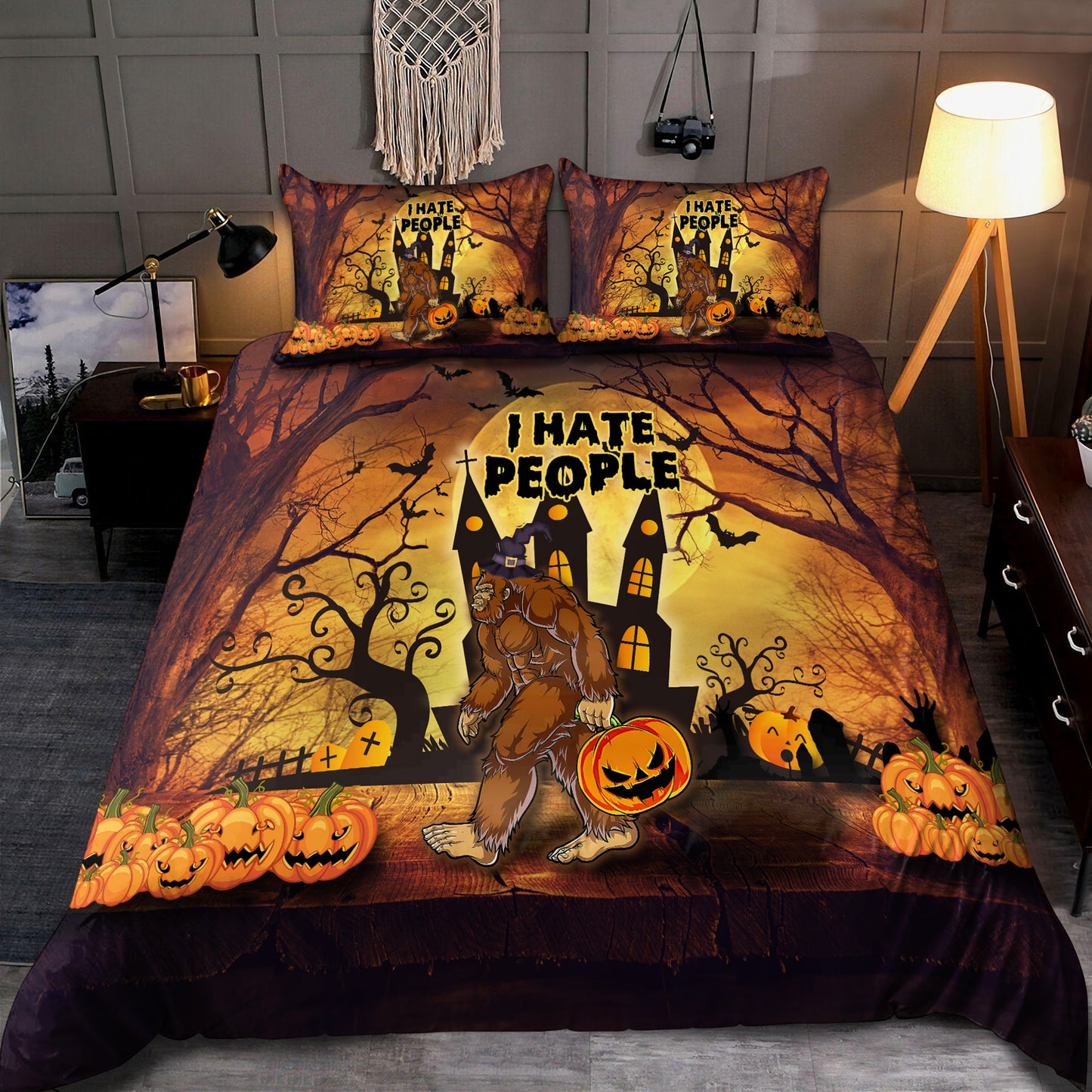 I hate People Bigfoot Funny Halloween Bedding Sets