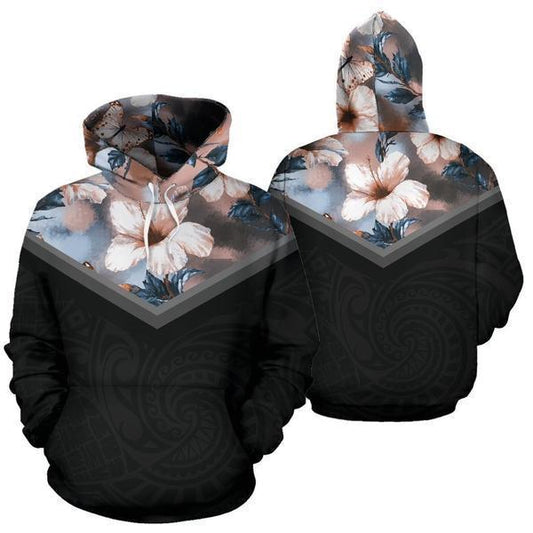 Hawaii Vintage Pattern Hoodie Blur Pink Hibiscus - AH - J9-ALL OVER PRINT ZIP HOODIES (P)-Phaethon-Zip-Up Hoodie-S-Vibe Cosy™