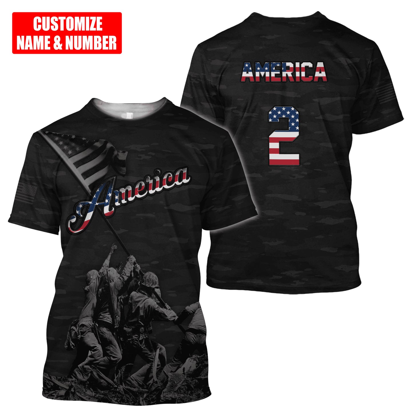 Customized Name and Number American 3D All Over Printed Unisex Shirts